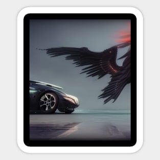 black car and wings Sticker